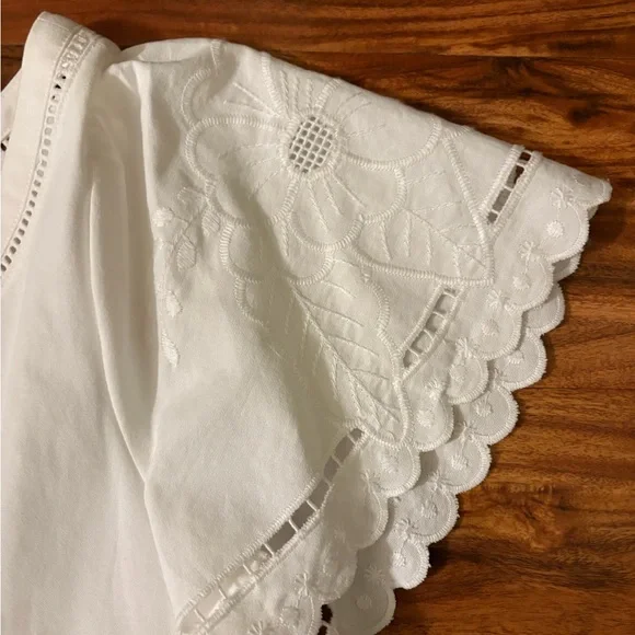 NWT Hunter Bell Womens Marley White Lace Embroidered Flutter Sleeve Sun Dress 8 - Picture 8 of 13